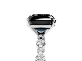 White gold Fancy Black Asscher Cut Diamond Prong Set Engagement Ring with Pave Band_5