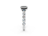White gold Fancy Black Asscher Cut Diamond Prong Setting with Side Stones on a Pave Band_2