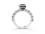 White gold Fancy Black Asscher Cut Diamond Prong Setting with Side Stones on a Pave Band_3