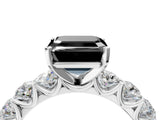 White gold Fancy Black Asscher Cut Diamond Prong Setting with Side Stones on a Pave Band_4