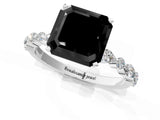 White gold Fancy Black Asscher Cut Diamond Ring with Marquise and Round  Side Stones and Four-Prong Setting_37