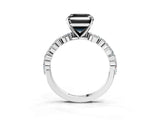 White gold Fancy Black Asscher Cut Diamond Ring with Marquise and Round  Side Stones and Four-Prong Setting_39