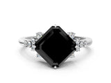 White gold Fancy Black Asscher Cut Diamond Ring with Side Stones and Four-Prong Setting_60