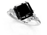 White gold Fancy Black Asscher Cut Diamond Ring with Side Stones and Four-Prong Setting_61