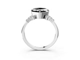 White gold Fancy Black Asscher Cut Diamond Ring with Side Stones and Four-Prong Setting_63