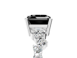 White gold Fancy Black Asscher Cut Diamond Scattered Round Accent Ring with Prong Setting_17
