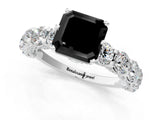 White gold Fancy Black Asscher Cut Diamond Side Stone Engagement Ring with Four-Prong Setting_25