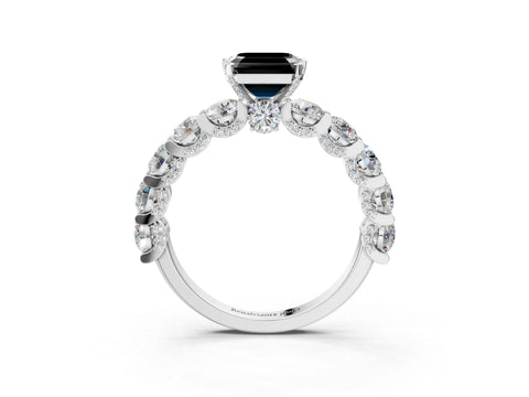 White gold Fancy Black Asscher Cut Diamond Side Stone Engagement Ring with Four-Prong Setting_27
