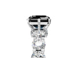 White gold Fancy Black Asscher Cut Diamond Side Stone Engagement Ring with Four-Prong Setting_29