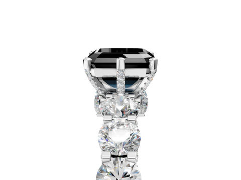 White gold Fancy Black Asscher Cut Diamond Side Stone Engagement Ring with Four-Prong Setting_29
