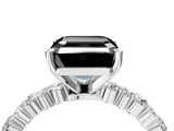 White gold Fancy Black Asscher Cut Diamond Side Stone Solitaire Ring with Round  and Four-Prong Setting_16