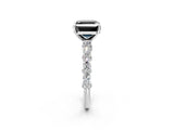 White gold Fancy Black Asscher Cut Diamond Side Stone Solitaire Ring with Round  and Four-Prong Setting_62