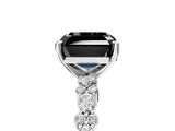 White gold Fancy Black Asscher Cut Diamond Side Stone Solitaire Ring with Round  and Four-Prong Setting_65