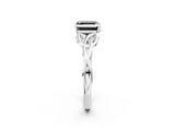 White gold Fancy Black Asscher Cut Diamond Solitaire Engagement Ring with Celtic Knot Band and Four-Prong Setting_2