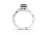 White gold Fancy Black Asscher Cut Diamond Solitaire Engagement Ring with Celtic Knot Band and Four-Prong Setting_3