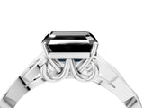 White gold Fancy Black Asscher Cut Diamond Solitaire Engagement Ring with Celtic Knot Band and Four-Prong Setting_4