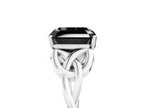 White gold Fancy Black Asscher Cut Diamond Solitaire Engagement Ring with Celtic Knot Band and Four-Prong Setting_5