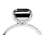 White gold Fancy Black Asscher Cut Diamond Solitaire Engagement Ring with Pavé Band and Prong Setting_4