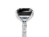 White gold Fancy Black Asscher Cut Diamond Solitaire Engagement Ring with Pavé Band and Prong Setting_5