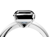 White gold Fancy Black Asscher Cut Diamond Solitaire Engagement Ring with Round Band and Four-Prong Setting_100