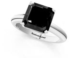 White gold Fancy Black Asscher Cut Diamond Solitaire Engagement Ring with Round Band and Four-Prong Setting_97