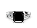 White gold Fancy Black Asscher Cut Diamond Solitaire Engagement Ring with Twisted Pavé Band and Four-Prong Setting_60