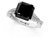 White gold Fancy Black Asscher Cut Diamond Solitaire Engagement Ring with Twisted Pavé Band and Four-Prong Setting_61