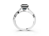 White gold Fancy Black Asscher Cut Diamond Solitaire Engagement Ring with Twisted Pavé Band and Four-Prong Setting_63