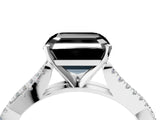 White gold Fancy Black Asscher Cut Diamond Solitaire Engagement Ring with Twisted Pavé Band and Four-Prong Setting_64
