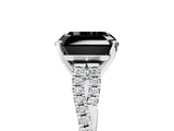 White gold Fancy Black Asscher Cut Diamond Solitaire Engagement Ring with Twisted Pavé Band and Four-Prong Setting_65