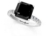 White gold Fancy Black Asscher Cut Diamond Solitaire Pavé Band with Four-Prong Setting_1