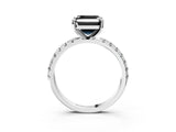 White gold Fancy Black Asscher Cut Diamond Solitaire Pavé Band with Four-Prong Setting_3