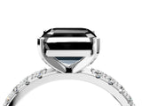 White gold Fancy Black Asscher Cut Diamond Solitaire Pavé Band with Four-Prong Setting_4