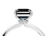 White gold Fancy Black Asscher Cut Diamond Solitaire Ring with Classic Band and Four-Prong Setting_4