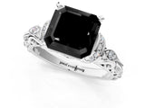 White gold Fancy Black Asscher Cut Diamond Solitaire Ring with Filigree Band and Four-Prong Setting_13