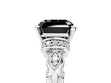 White gold Fancy Black Asscher Cut Diamond Solitaire Ring with Filigree Band and Four-Prong Setting_17