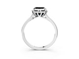 White gold Fancy Black Asscher Cut Diamond Solitaire Ring with Flower Prong Setting and Classic Band_31