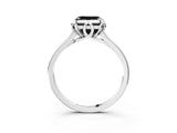 White gold Fancy Black Asscher Cut Diamond Solitaire Ring with Flower Prong Setting and Classic Band_53