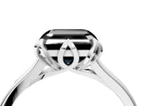 White gold Fancy Black Asscher Cut Diamond Solitaire Ring with Flower Prong Setting and Classic Band_54