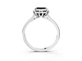 White gold Fancy Black Asscher Cut Diamond Solitaire Ring with Flower Prong Setting and Classic Band_78