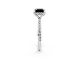 White gold Fancy Black Asscher Cut Diamond Solitaire Ring with Four-Prong Setting and Pavé Band_5