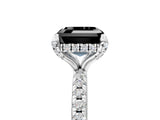 White gold Fancy Black Asscher Cut Diamond Solitaire Ring with Four-Prong Setting and Pavé Band_8