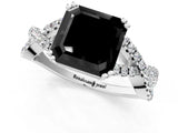 White gold Fancy Black Asscher Cut Diamond Solitaire Ring with Four-Prong Setting and Twisted Pavé Band_1