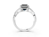 White gold Fancy Black Asscher Cut Diamond Solitaire Ring with Four-Prong Setting and Twisted Pavé Band_3