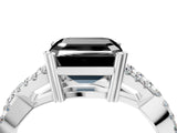 White gold Fancy Black Asscher Cut Diamond Solitaire Ring with Four-Prong Setting and Twisted Pavé Band_4