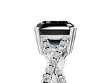 White gold Fancy Black Asscher Cut Diamond Solitaire Ring with Four-Prong Setting and Twisted Pavé Band_5