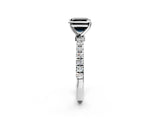 White gold Fancy Black Asscher Cut Diamond Solitaire Ring with Pavé Accents and Four-Prong Setting_2