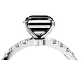 White gold Fancy Black Asscher Cut Diamond Solitaire Ring with Pavé Accents and Four-Prong Setting_4