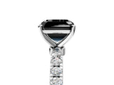 White gold Fancy Black Asscher Cut Diamond Solitaire Ring with Pavé Accents and Four-Prong Setting_5
