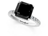 White gold Fancy Black Asscher Cut Diamond Solitaire Ring with Pavé Band and Four-Prong Setting_25